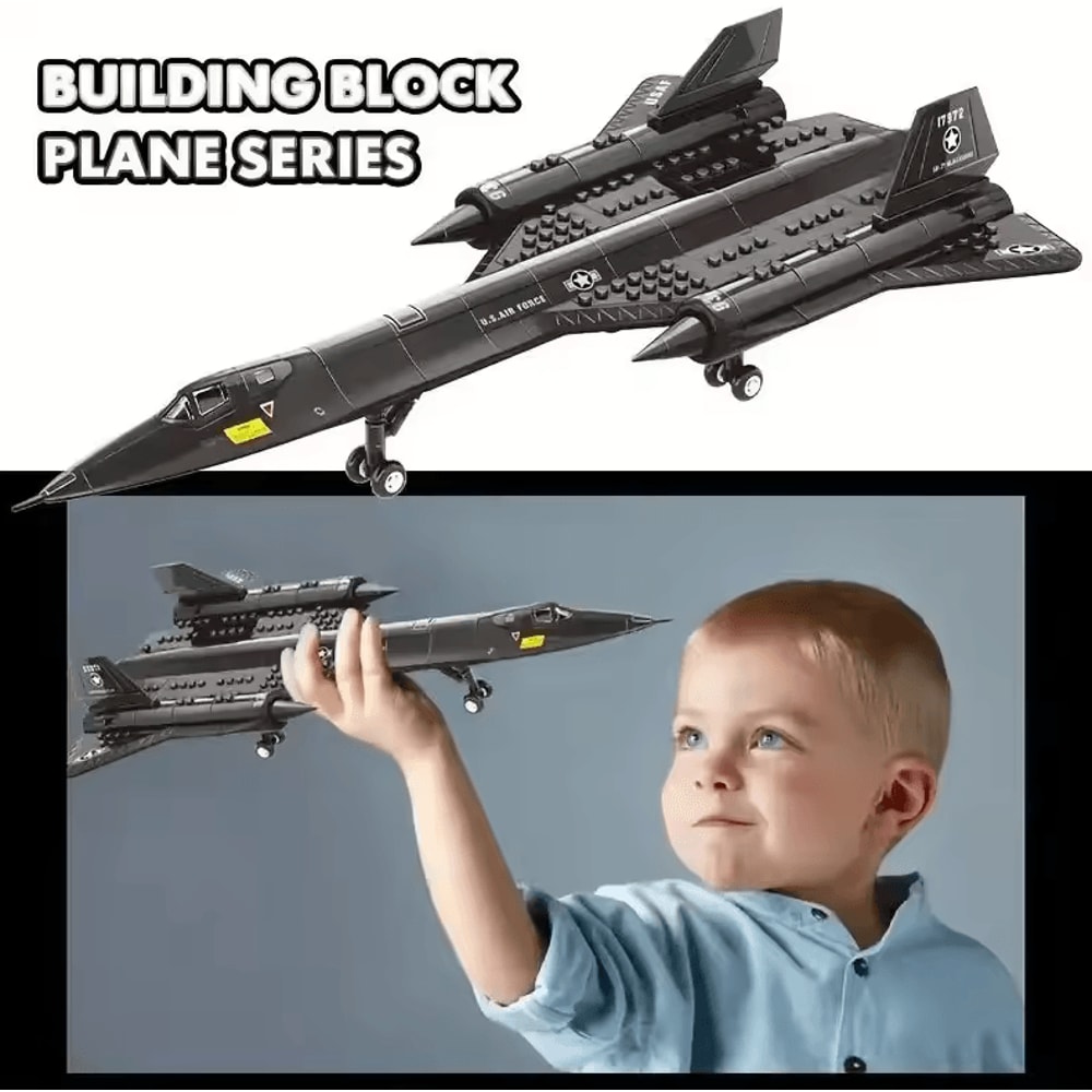 SR71 Blackbird Spy Plane Building Blocks Military Aircraft MOC STEM Model Kit 3