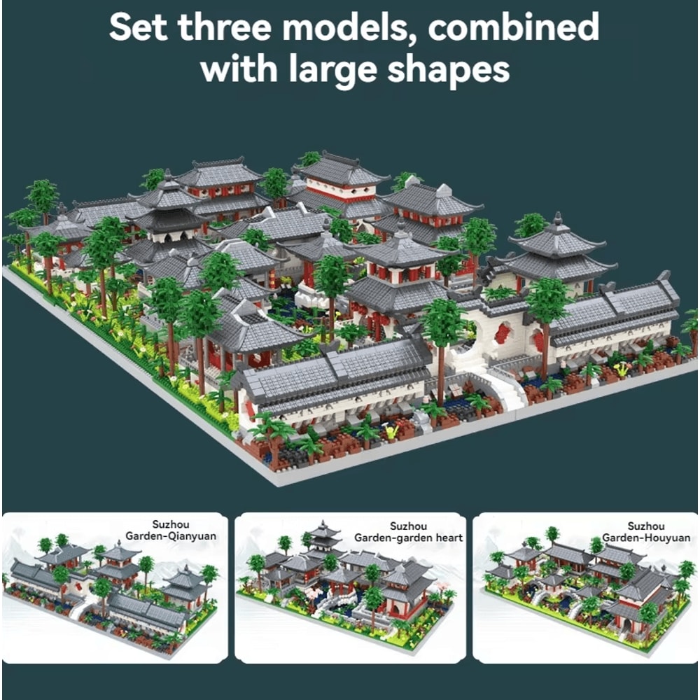 LED Chinese Garden Mini Block Set Suzhou Architecture Building Kit 1