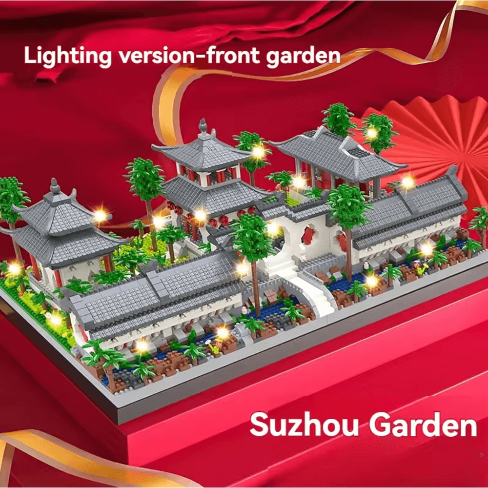LED Chinese Garden Mini Block Set Suzhou Architecture Building Kit 4