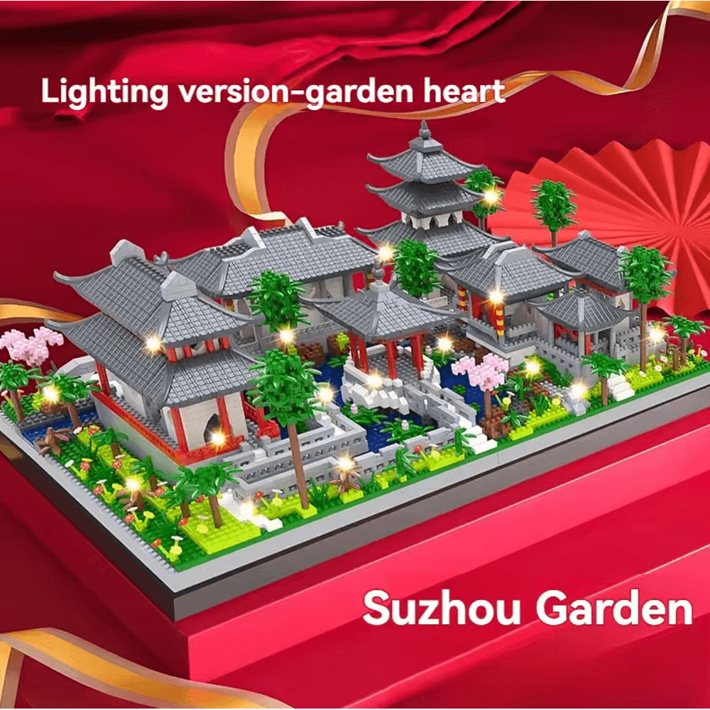 LED Chinese Garden Mini Block Set Suzhou Architecture Building Kit 5