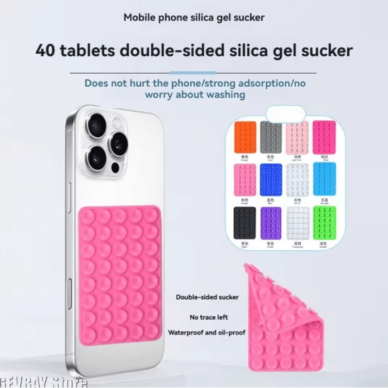Silicone Suction Cup Phone Stand DoubleSided HandsFree Grip Pad 2