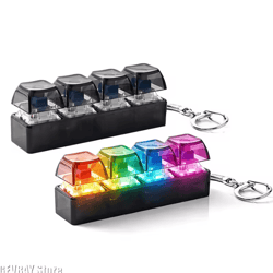 rgb 4-key keyboard fidget toy – clicky stress relief keychain with led lights