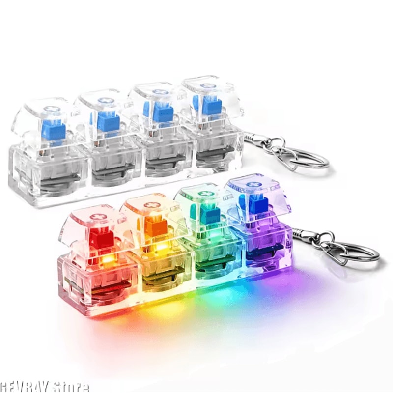 RGB 4Key Keyboard Fidget Toy Clicky Stress Relief Keychain With LED Lights 1