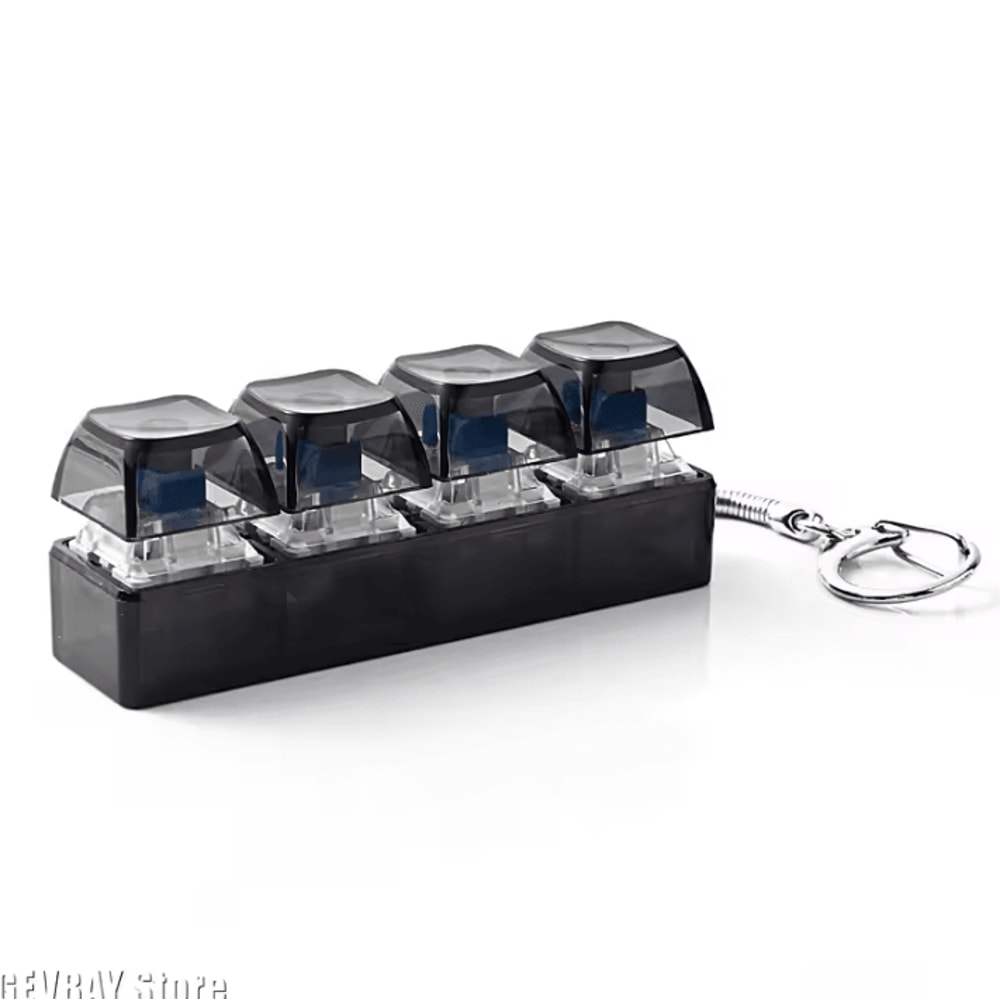 RGB 4Key Keyboard Fidget Toy Clicky Stress Relief Keychain With LED Lights 2