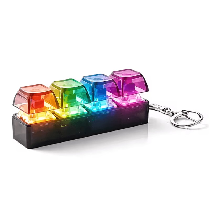 RGB 4Key Keyboard Fidget Toy Clicky Stress Relief Keychain With LED Lights 3
