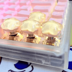cute translucent star keycaps set – 4pcs aesthetic mechanical keyboard caps