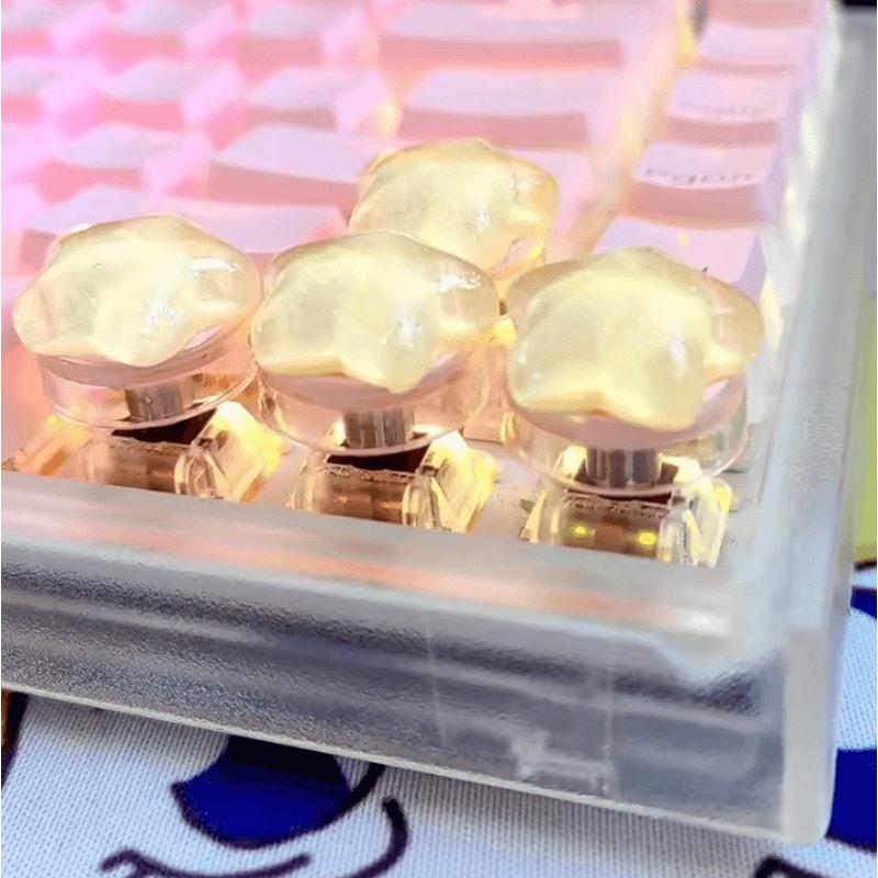 Cute Translucent Star Keycaps Set 4PCS Aesthetic Mechanical Keyboard Caps 0