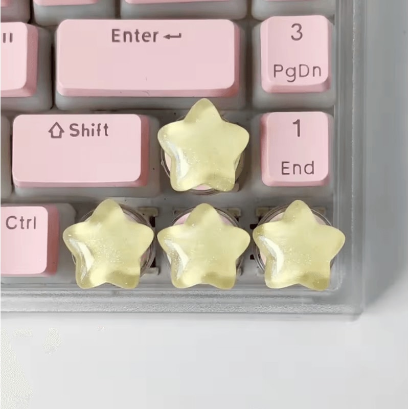 Cute Translucent Star Keycaps Set 4PCS Aesthetic Mechanical Keyboard Caps 1
