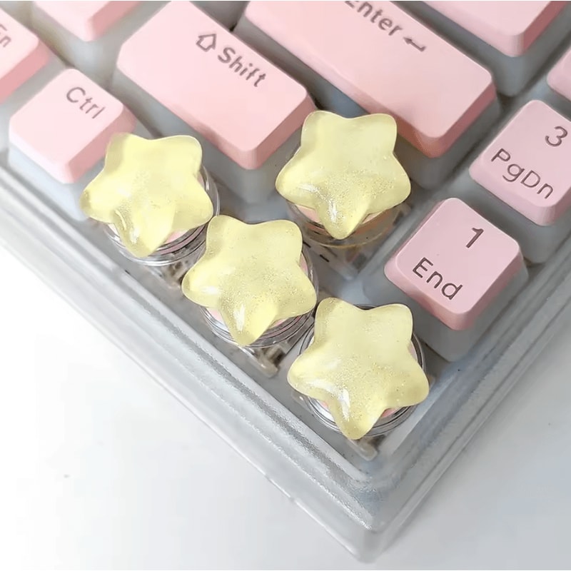 Cute Translucent Star Keycaps Set 4PCS Aesthetic Mechanical Keyboard Caps 3