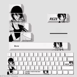 reze anime pbt keycaps set – chainsaw man cherry profile mechanical keyboard caps