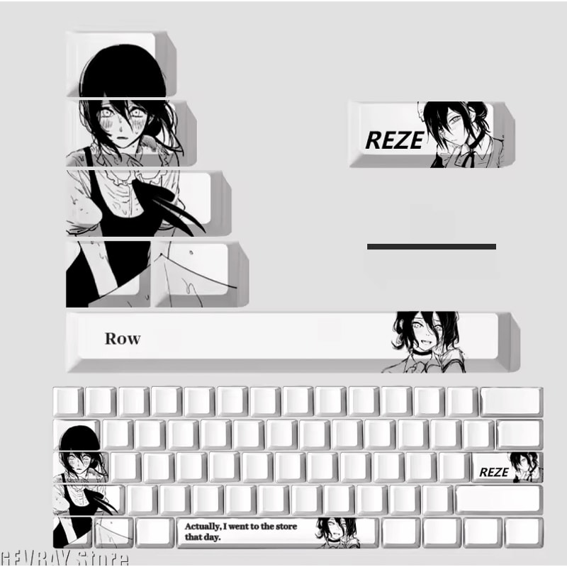 Reze Anime PBT Keycaps Set Chainsaw Man Cherry Profile Mechanical Keyboard Caps 0