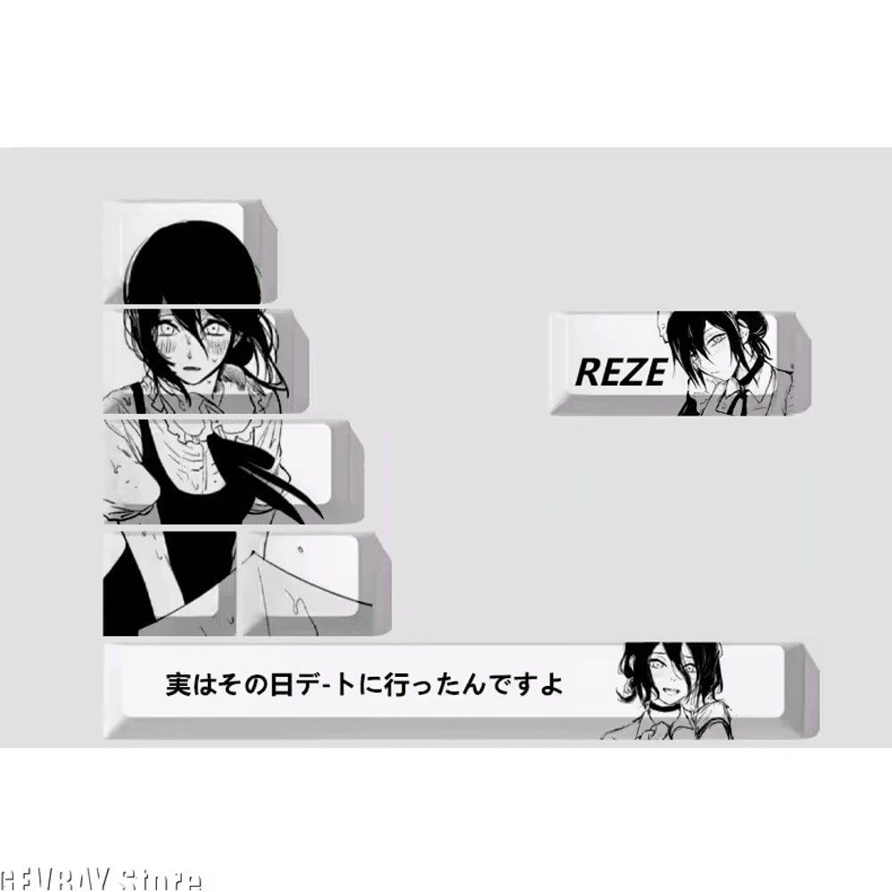 Reze Anime PBT Keycaps Set Chainsaw Man Cherry Profile Mechanical Keyboard Caps 1