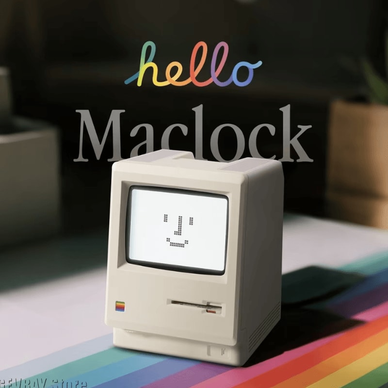 Retro MacStyle Digital Alarm Clock Vintage Desktop WakeUp Clock 0