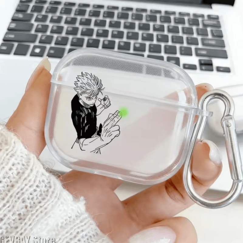 Gojo Satoru Transparent AirPods Case Anime TPU Protective Cover All Generations 1