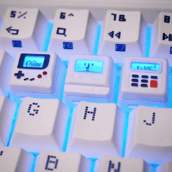 k-04 retro transparent keycap set – 3-in-1 cute game console mechanical keyboard caps
