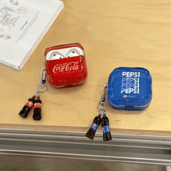 mineral water bottle airpods case – 3d beverage silicone protective cover with pendant