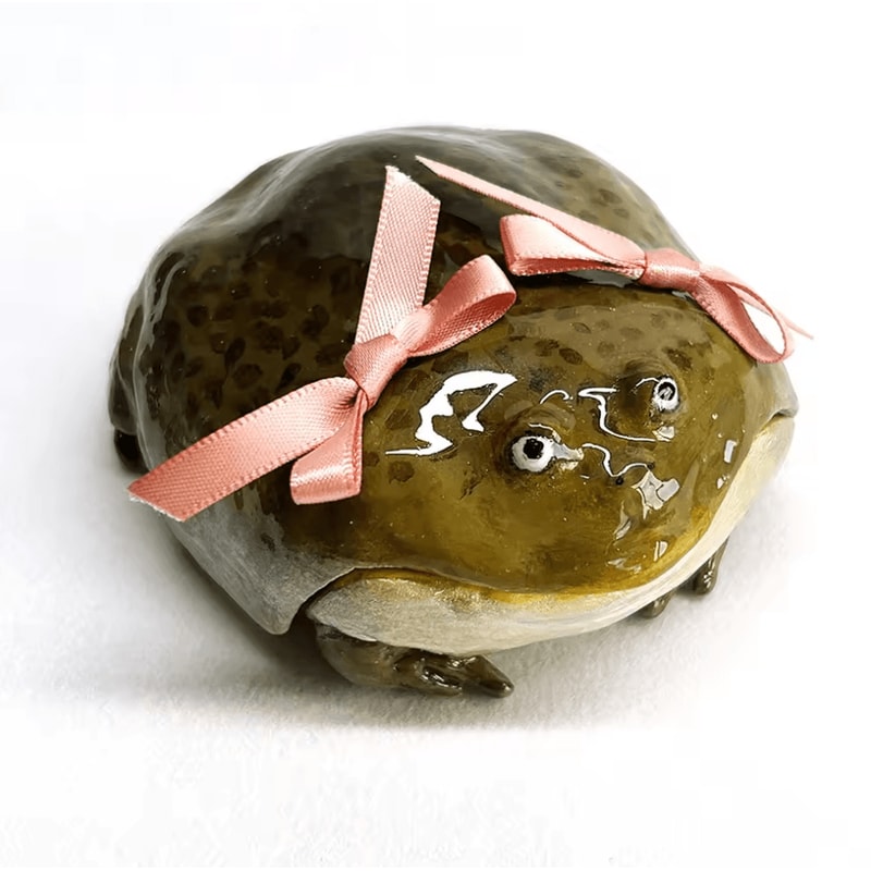 Cute Frog AirPods Case Handmade Pink Bow Cartoon Earphone Cover 0