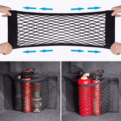 securemesh double-layer car trunk storage net – universal cargo organizer & fire extinguisher holder