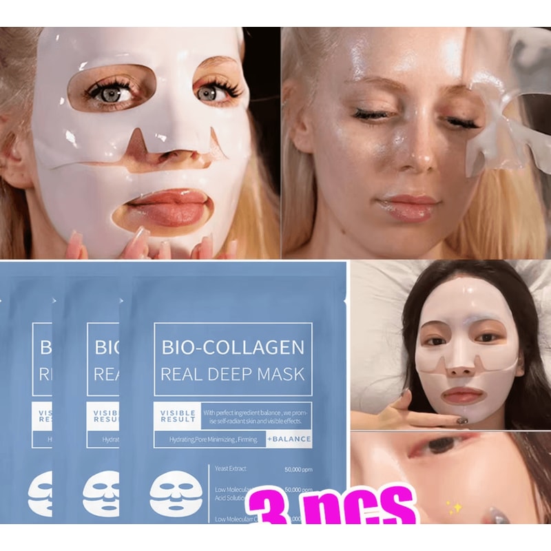 GlowLift Bio Collagen Face Mask Korean Brightening AntiAging Sheet Mask Set 1