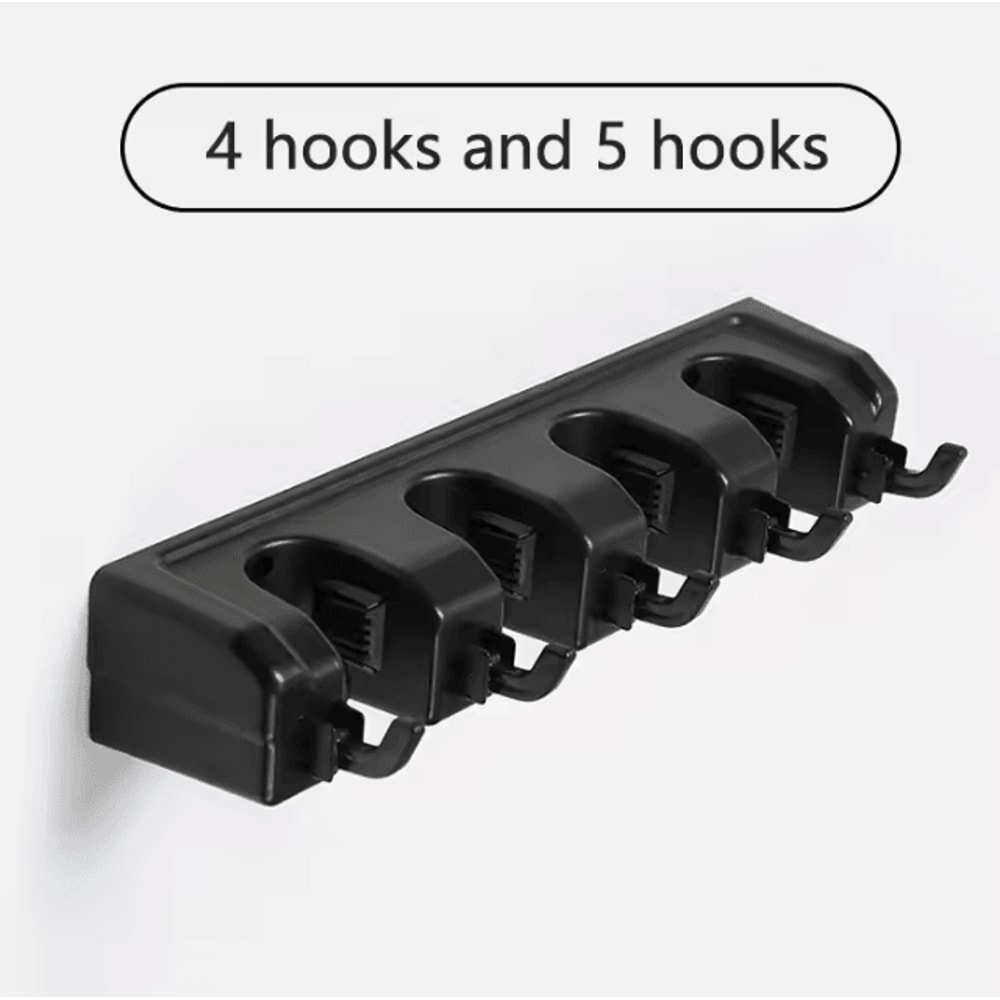 CleanGrip Wall Mounted Mop Holder NoDrill MultiSlot Broom Organizer Rack 3