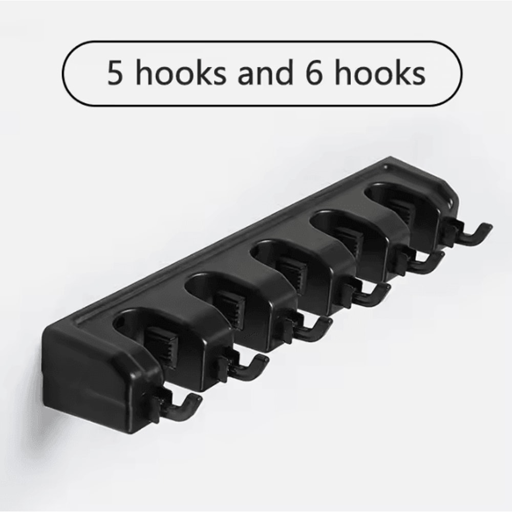 CleanGrip Wall Mounted Mop Holder NoDrill MultiSlot Broom Organizer Rack 4