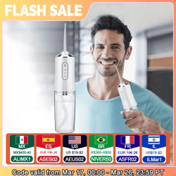 aquajet pro portable water flosser – rechargeable 4-nozzle dental irrigator with 3 modes