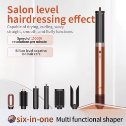 6-in-1 high-speed air wrap hair styler with 150,000 rpm professional dryer