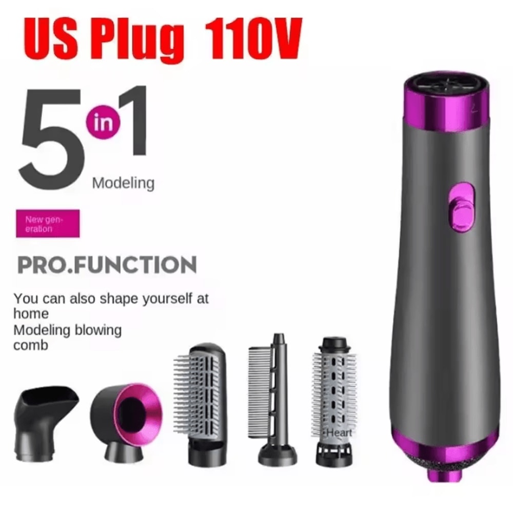 5in1 Ionic Hot Air Brush Styler OneStep Hair Dryer Curler Straightener 6