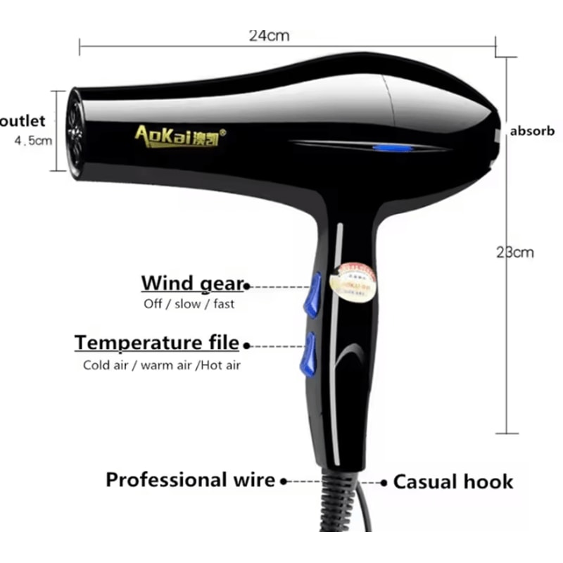 Professional Powerful Ionic Hair Dryer With Hot Cold Control Precision Nozzle 1