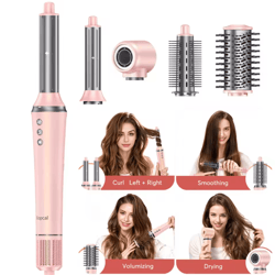 bopcal 5-in-1 ionic hot air brush styler – high-speed dryer, curler & straightener