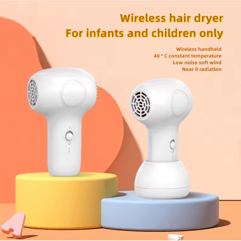 Wireless Baby Hair Dryer 60W UltraQuiet Ionic Diffuser For Gentle Care 1