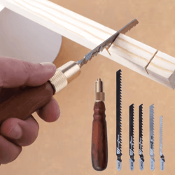 mini hand saw set with replaceable high-carbon steel blades & wooden handle