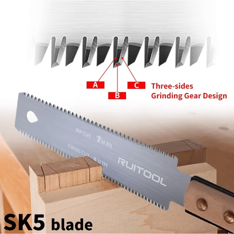 6Inch Japanese DoubleSided Pull Saw SK5 Steel Flush Cut Woodworking Tool 3