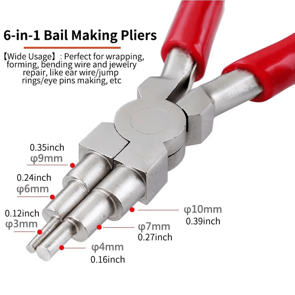 3Piece Jewelry Pliers Set With 6in1 Bail Making Tool Nylon Nose Bent Nose 2