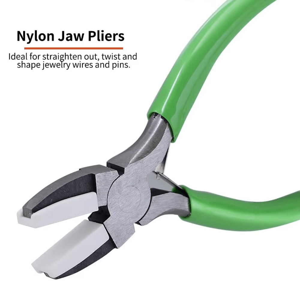 3Piece Jewelry Pliers Set With 6in1 Bail Making Tool Nylon Nose Bent Nose 3