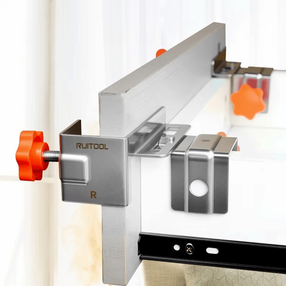 Adjustable Drawer Front Clamps Stainless Steel Cabinet Installation Tool Set 2PCS 0