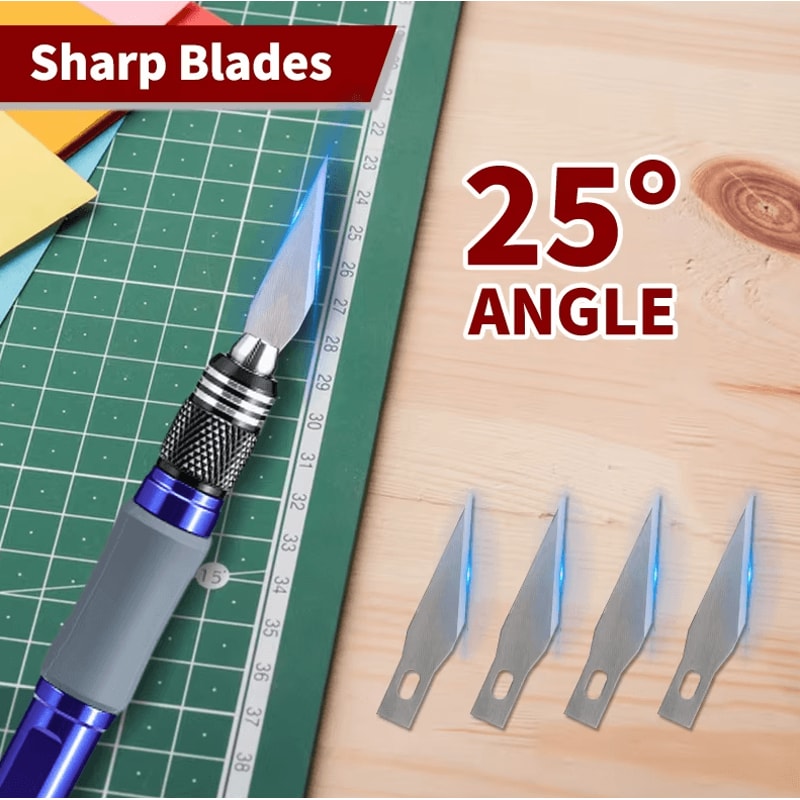 Precision Aluminum Hobby Knife Set With 5 Blades For Crafting Modeling Scrapbooking 2