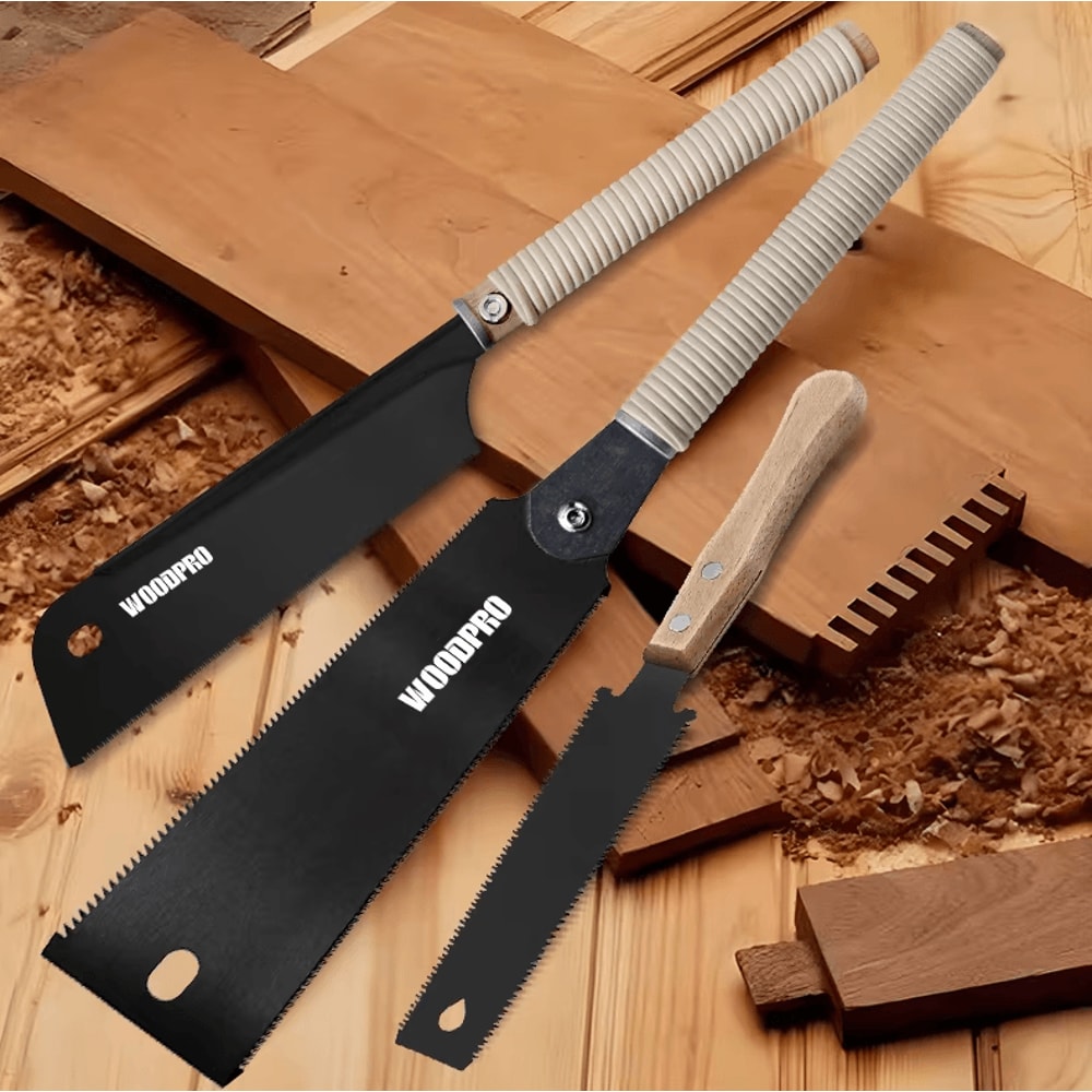 6Inch Japanese DoubleEdge Pull Saw Set SK5 Precision Woodworking Tool 0