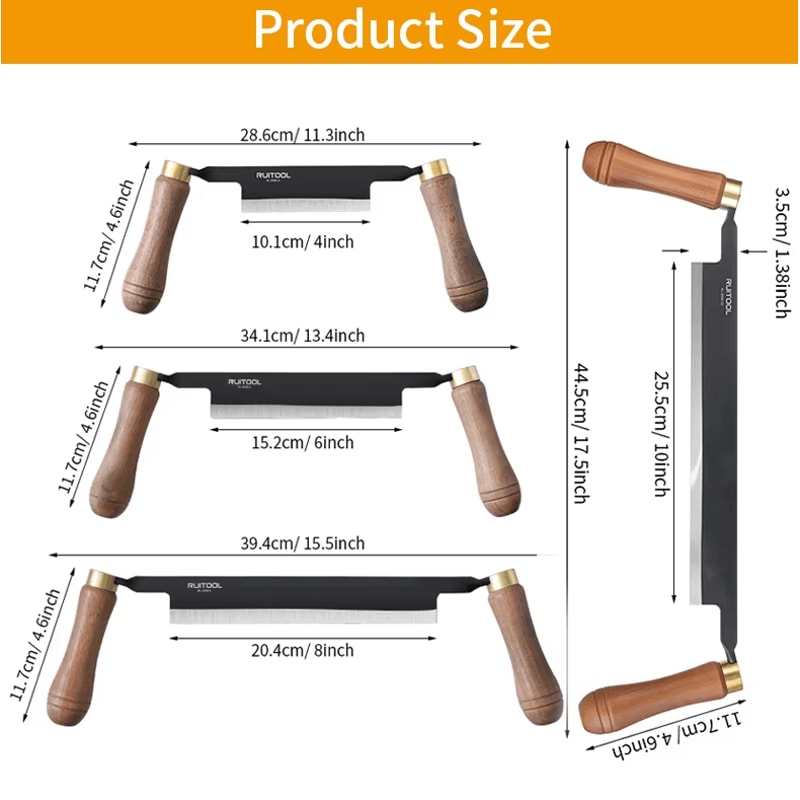 High Carbon Steel Draw Knife Woodworking Tool For Shaping Carving Debarking 1