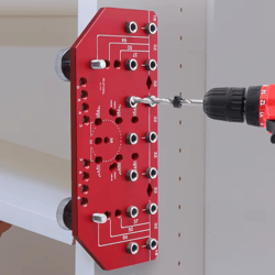 2-in-1 shelf pin & hinge jig aluminum drilling guide for cabinet & furniture installation