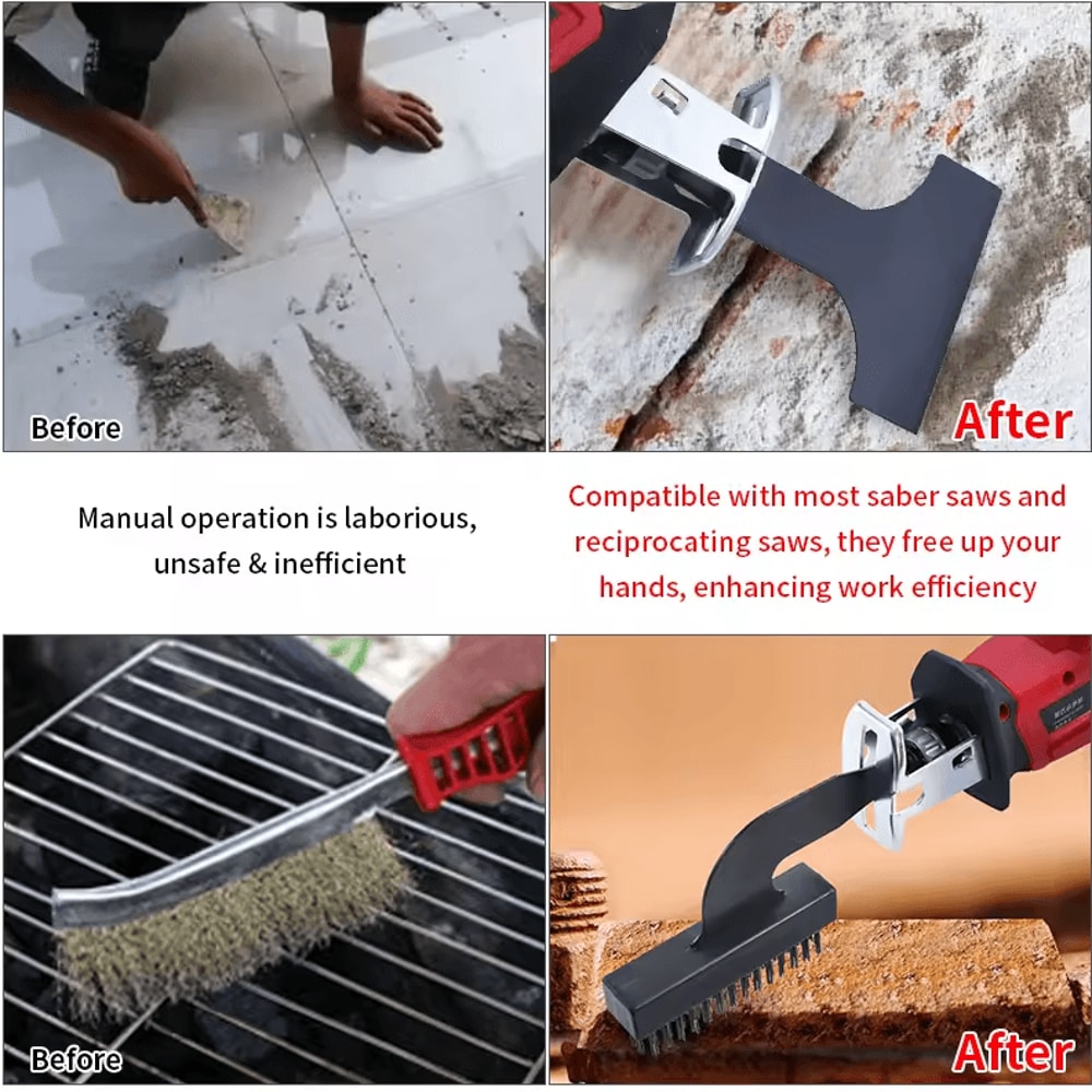 Reciprocating Saw Scraper Wire Brush Set For Rust Removal Cleaning Surface Prep 2