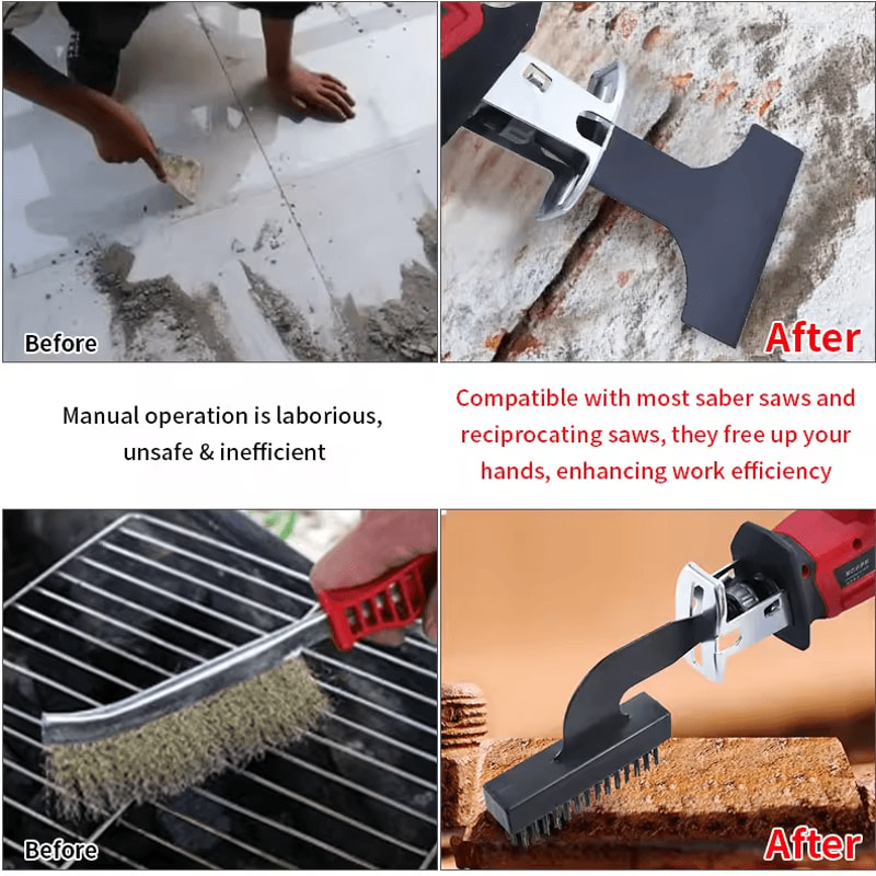 Reciprocating Saw Scraper Wire Brush Set For Rust Removal Cleaning Surface Prep 2
