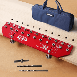 11-hole aluminum shelf pin jig set with storage bag for cabinet & furniture drilling