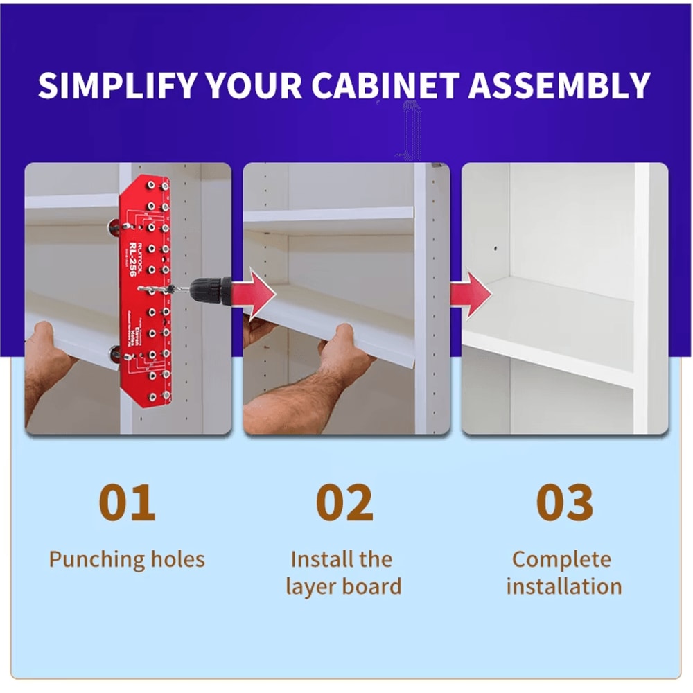11Hole Aluminum Shelf Pin Jig Set With Storage Bag For Cabinet Furniture Drilling 3