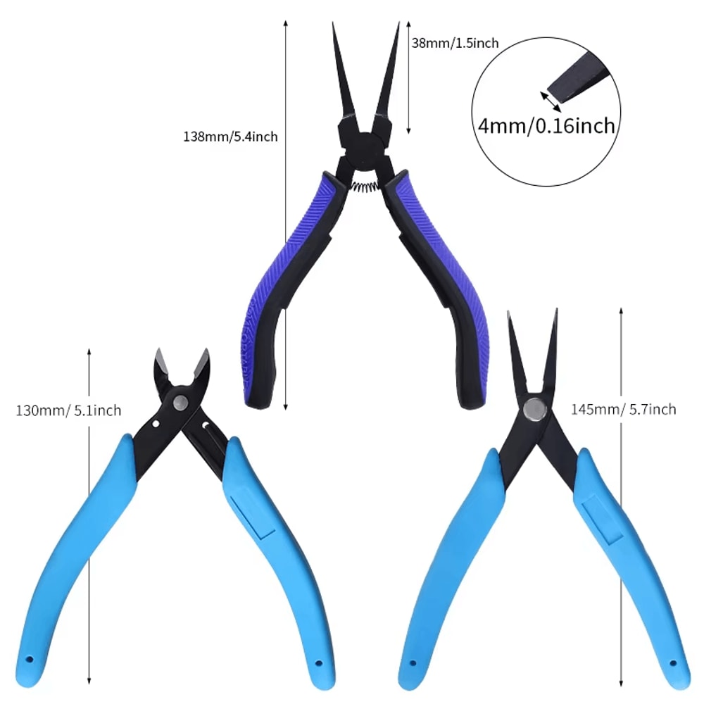 3Piece Jewelry Making Pliers Set With Needle Nose Flat Nose Cutting Tools 1