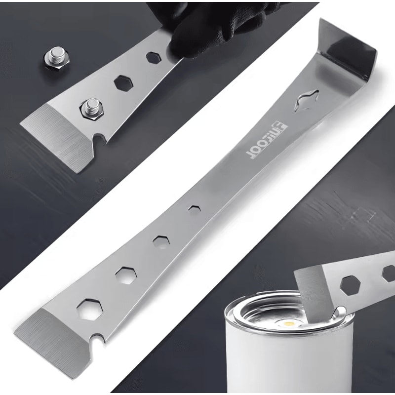 Stainless Steel MultiPurpose Pry Bar Scraper For Trim Removal Cleaning DIY Repairs 0