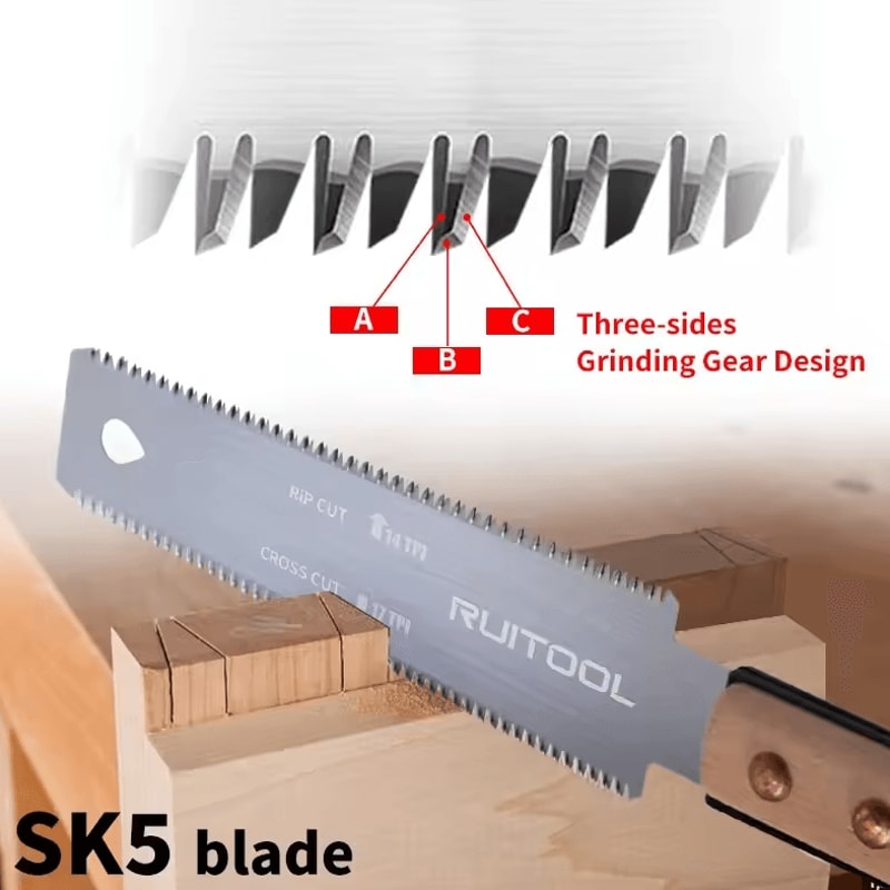 Japanese Ryoba Pull Saw 6Inch DoubleEdge SK5 Woodworking Hand Saw 1417 TPI 3