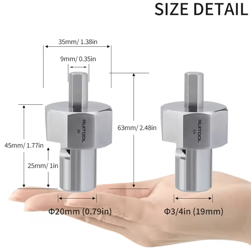 Workbench Dog Hole Chamfer Reamer Tool 20mm 34 Stainless Steel Drill Attachment 1