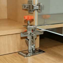 2-in-1 stainless steel cabinet door installation jig – adjustable positioning tool with support base