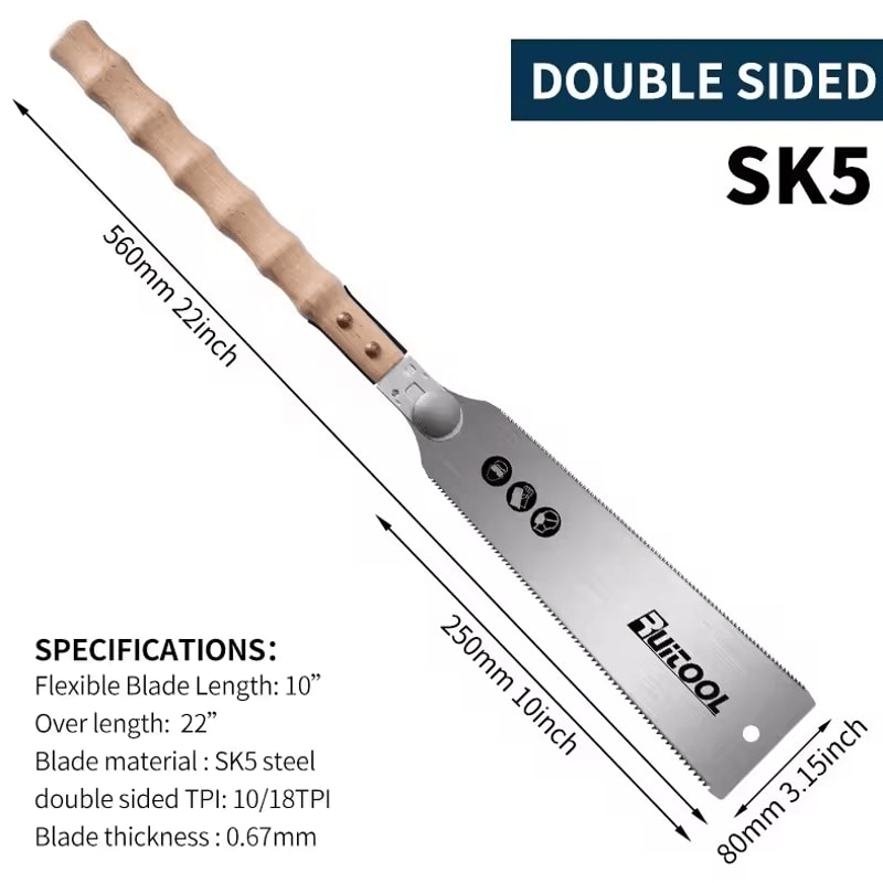 SK5 Precision Japanese Pull Saw 3Edge Teeth Flush Cut Hand Saw With Replaceable Blade 4